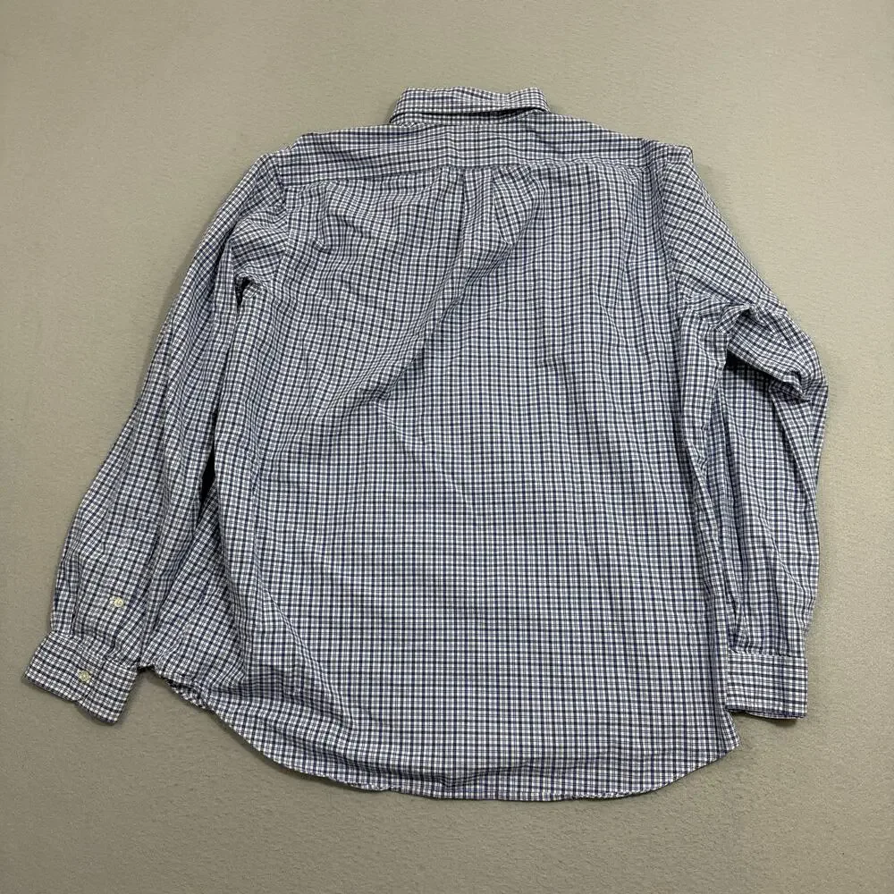 Polo Ralph Lauren Button Down Shirt Men's Extra Large Blue White Plaid Check